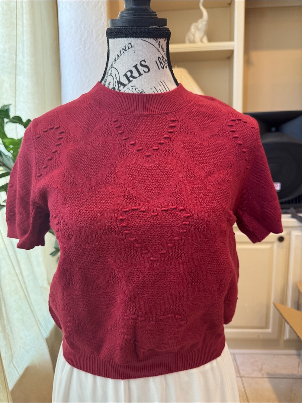 Massimo Dutti Coral-Pink Short Sleeve Knit Top